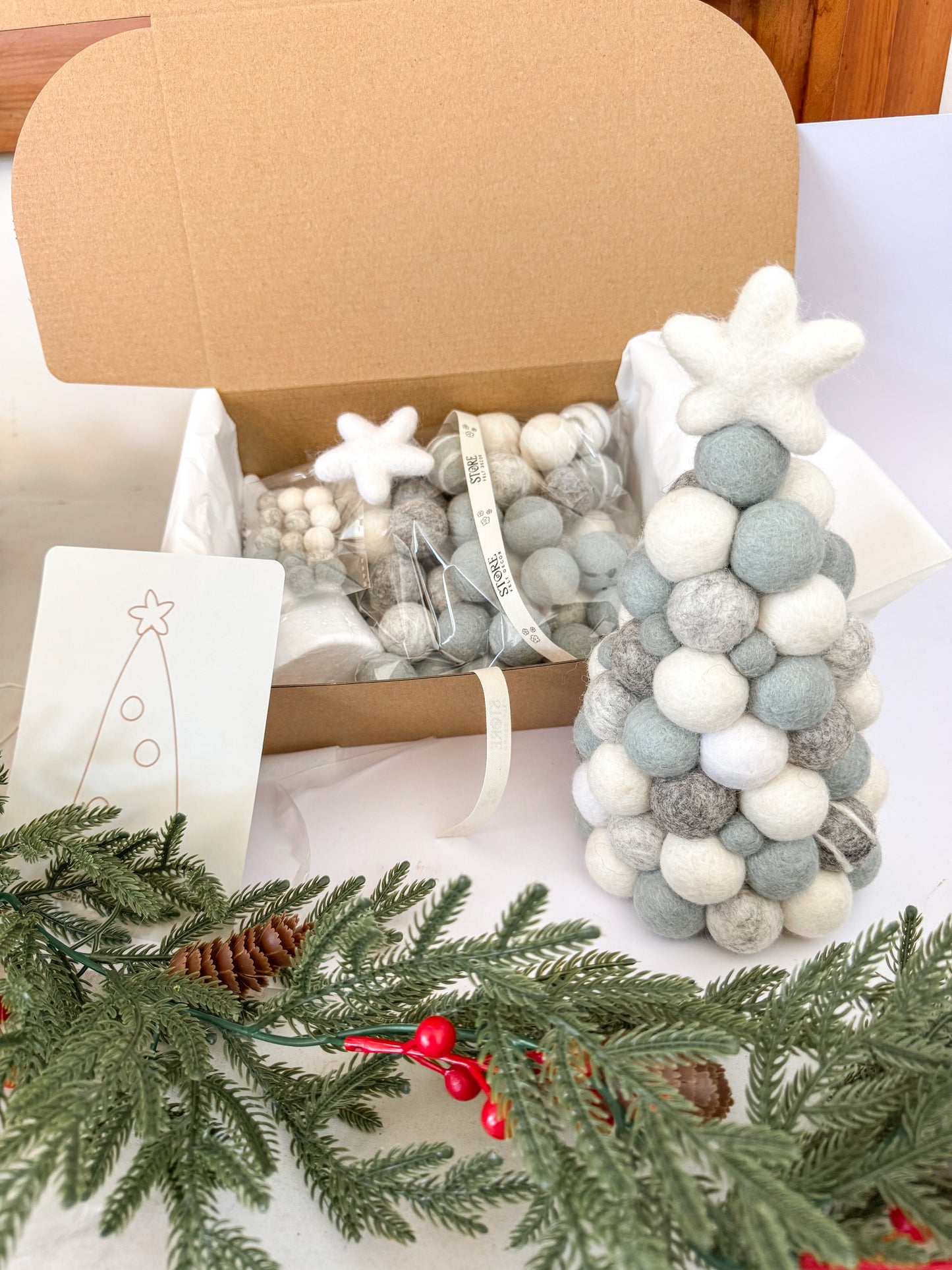 DIY Feltball Christmas Trees, NZ Wool