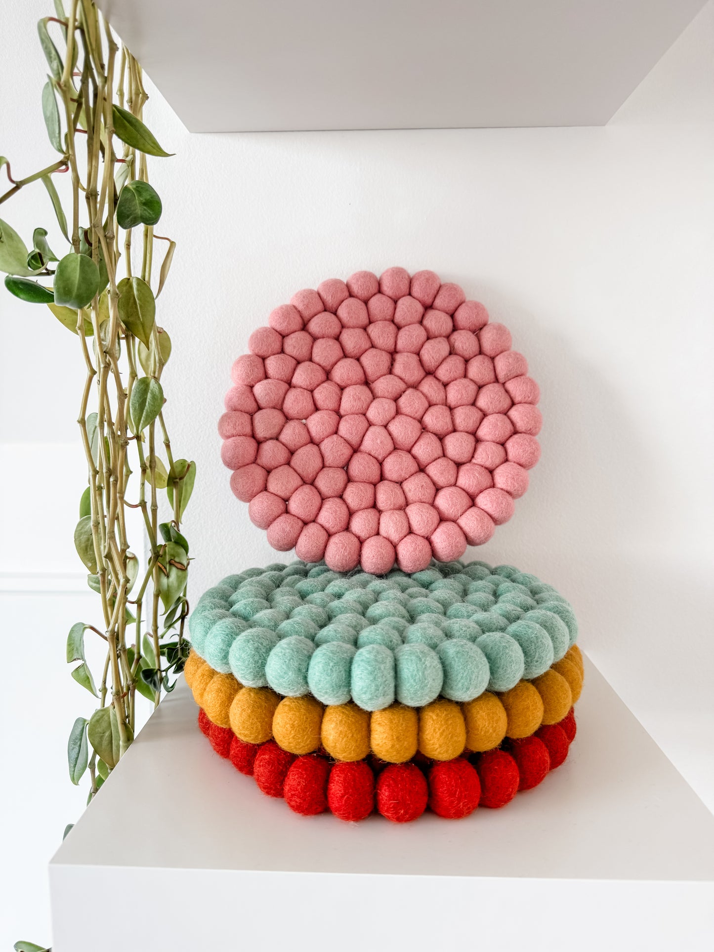 NZ Wool Felt Ball Trivet