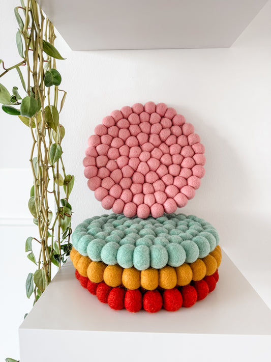 NZ Wool Felt Ball Trivet