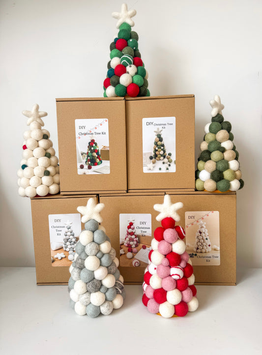 DIY Feltball Christmas Trees, NZ Wool
