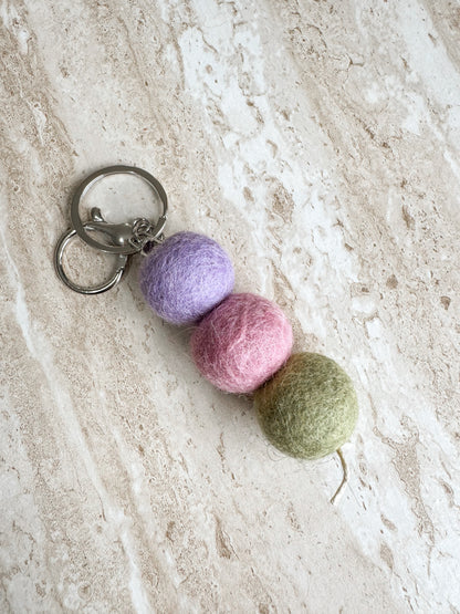 NZ Wool Felt Ball Keyrings