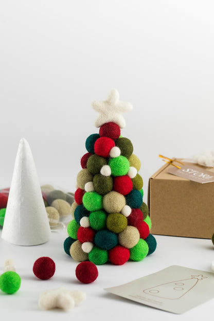 DIY Feltball Christmas Trees, NZ Wool