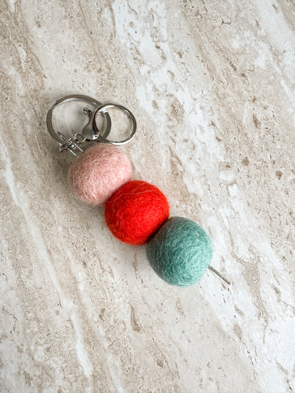NZ Wool Felt Ball Keyrings