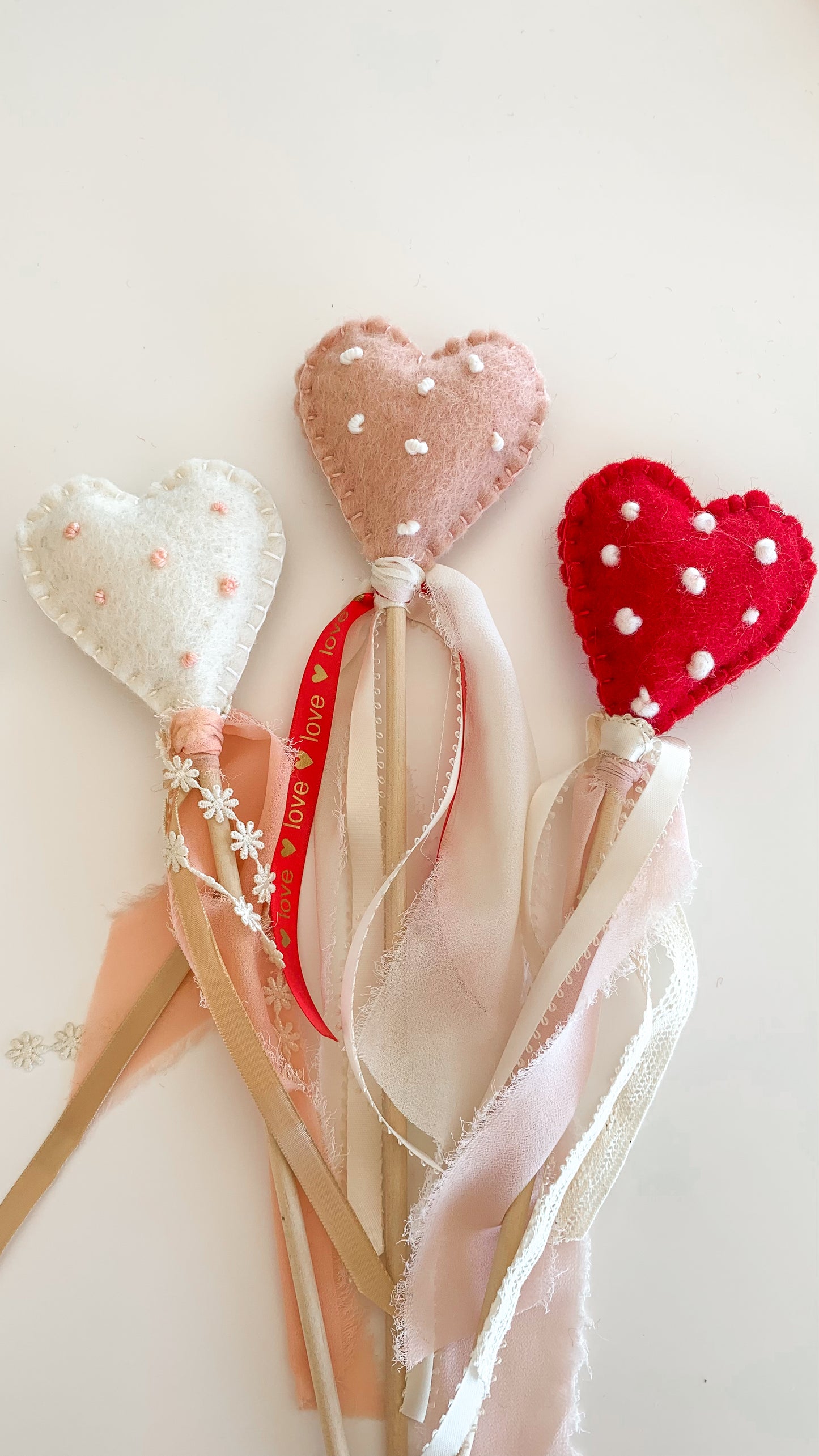 Embroidered Valentine Wands