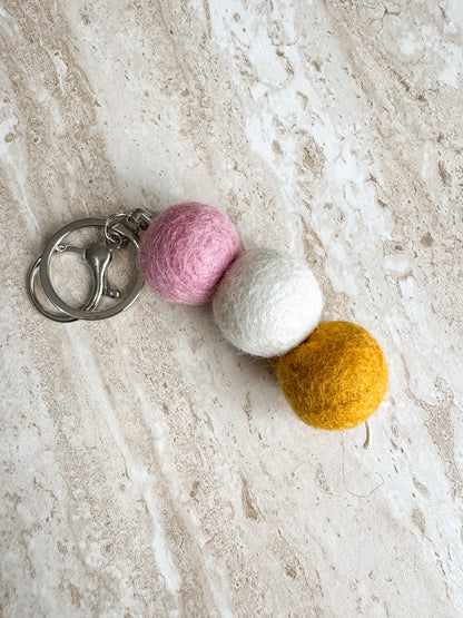 NZ Wool Felt Ball Keyrings