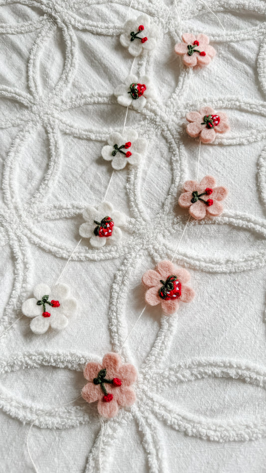 Embroidered strawberry cherry garland