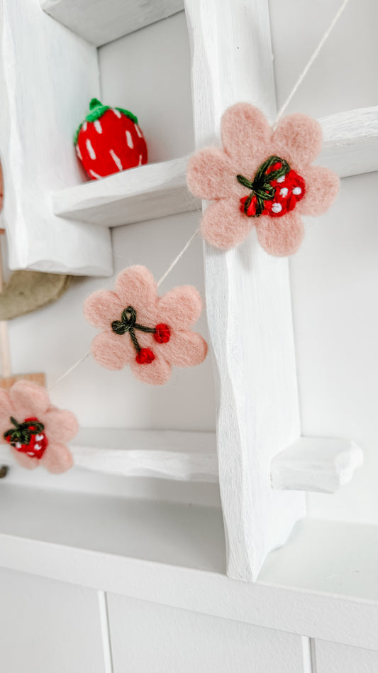 Embroidered strawberry cherry garland