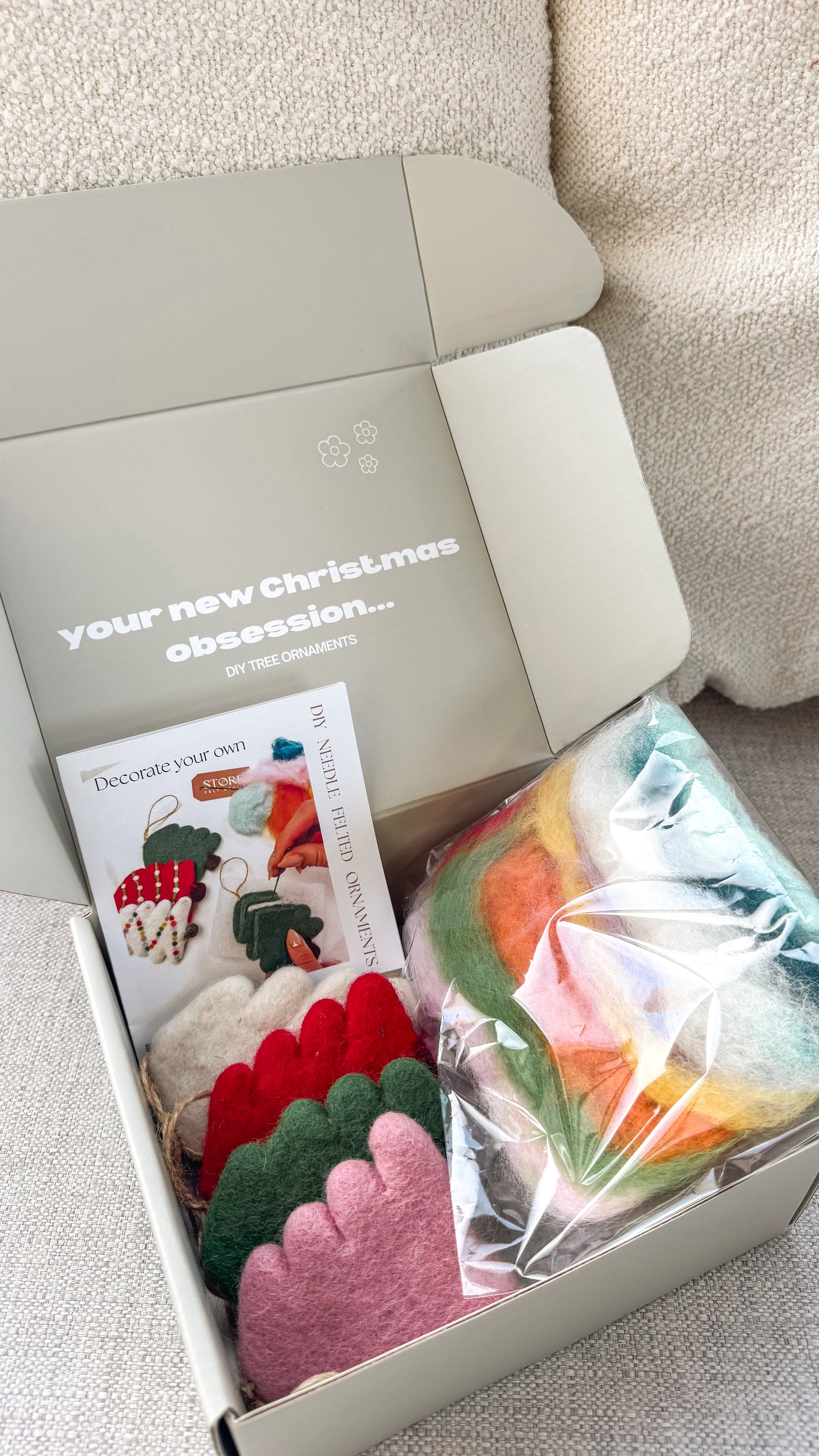 DIY Christmas Needle Felted Ornament Kits 100% NZ Wool