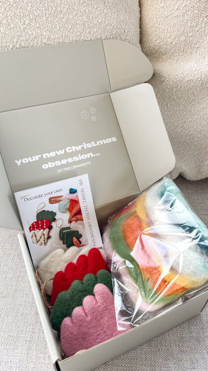 DIY Christmas Needle Felted Ornament Kits 100% NZ Wool
