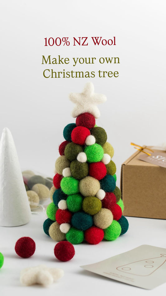DIY Feltball Christmas Trees, NZ Wool