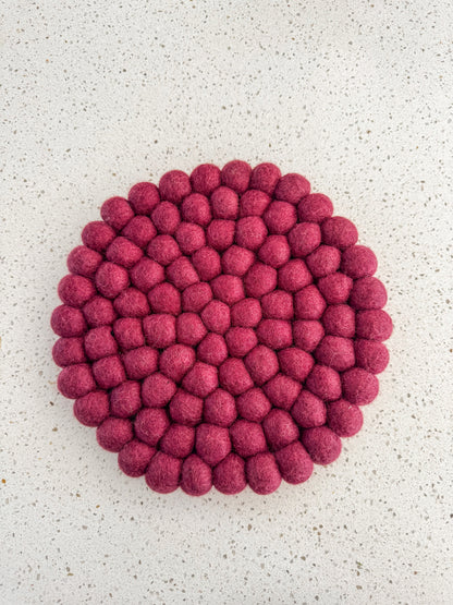 NZ Wool Felt Ball Trivet