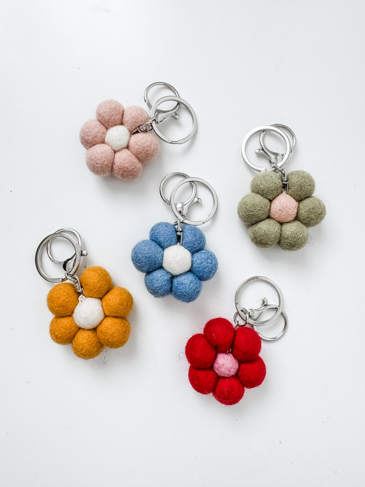 Daisy Key Rings NZ Wool Felt Daisy Keyrings | Handcrafted Gift | STORE 17