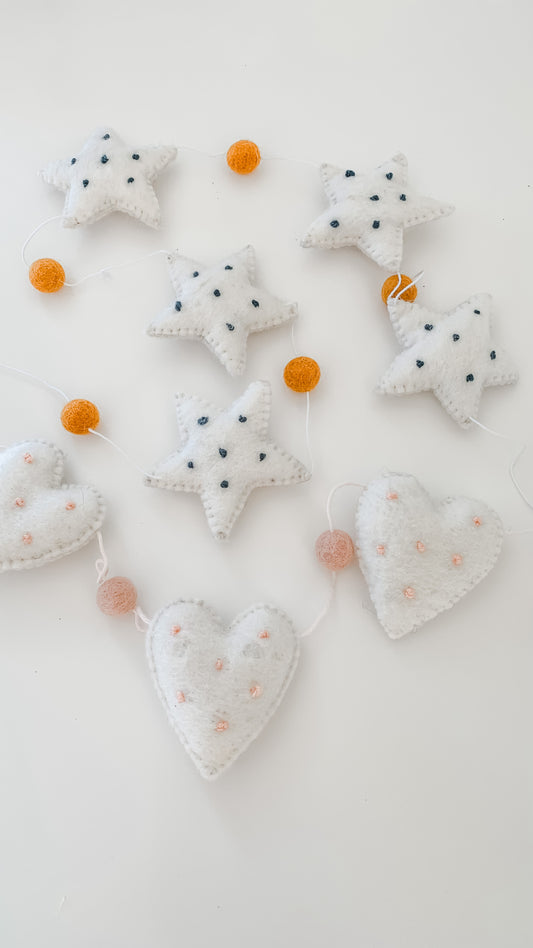 Embroidered Hearts and Stars