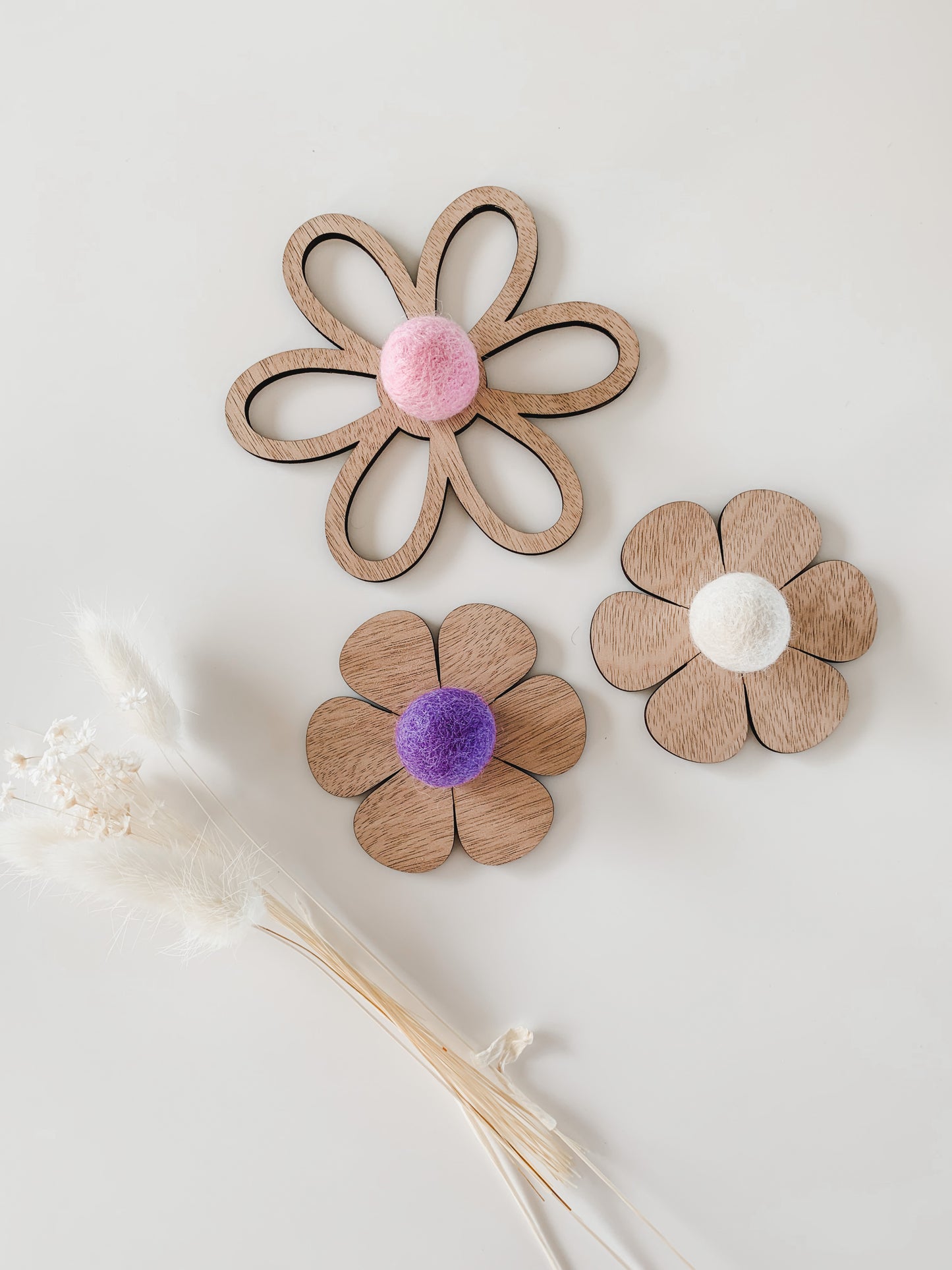 Plywood Felt Wall Flowers