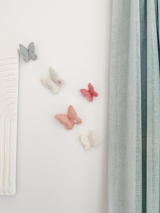 Beautiful handcrafted felted wall butterfly set. 